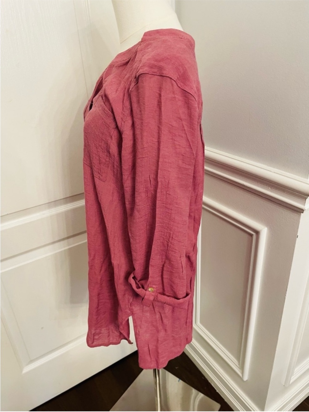 Lily Morgan Textured Button-Up Top in Raspberry Pink - Picture 7 of 8